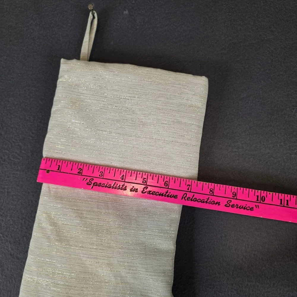 White Christmas Stocking Metallic‎ Silver Thread Woven Holiday Decor 18